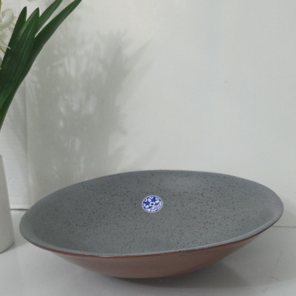 Elegant Gray and Brown Ceramic Bowl, NWOT